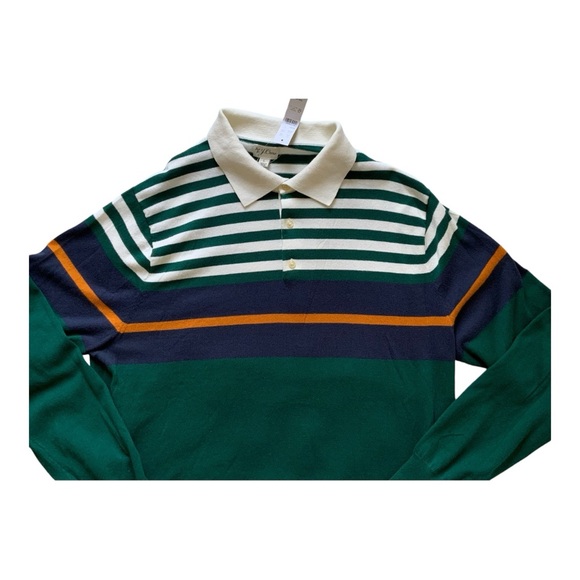 NWT J.Crew Heritage cotton sweater-polo in mixed stripe Sz L BS409 - Picture 9 of 13
